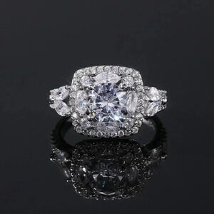 ▶SHINY ROUND CZ SQUARE 925 STERLING SILVER LUXURY WEDDING RINGS FOR WOMEN, L053